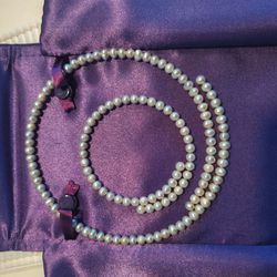 Real Pearl Necklace And Bracelet Set