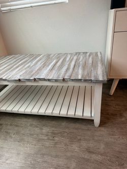 Rustic Whitewashed Wood Coffee Table
