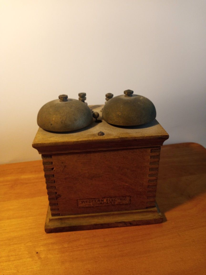 Antique Early Western Electric Oak Telephone Phone Ringer Box 