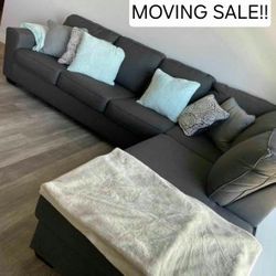 Gray Sectional Couch Sofa with Chaise