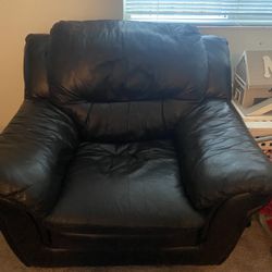 Black Leather Sofa 1 Seater 