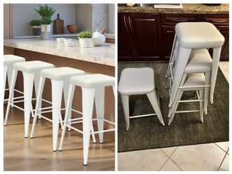 NEW WAYFAIR Upholstered Seat Counter Stools with Metal Frame (Set of 4) 26”