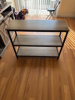 3-Tier Industrial Wood and Metal Shelf
