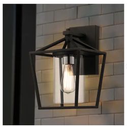 Monteaux Lighting 1-Light Black and Brushed Nickel Outdoor Wall Light Fixture Wall Lantern 
