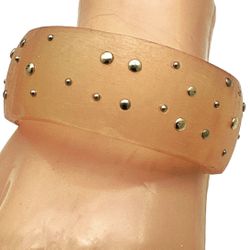 Vintage Carved Orange Lucite Bangle Bracelet Studded Gold Tone Accents  Women 