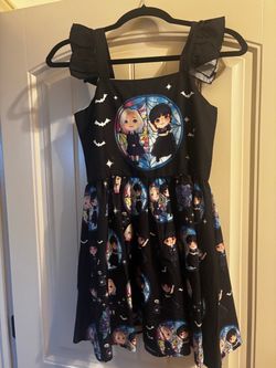 Wednesday Addams Girls Graphic Dress