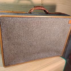 Vintage Hartmann luggage tweed and raw hide  leather