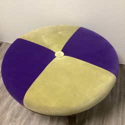 Purple And Yellow Checker Velvet Ottoman