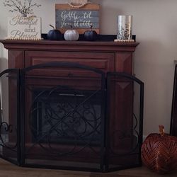 Black Heavy Wrought Iron Fireplace Screen