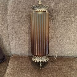 Vintage 1970’s Amber Glass Hanging Lamp