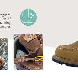 Mens Steel Toe Work Boots With 2 Insoles Waterproof Insulated Non Slip & Oil Resistant ASTM F2413