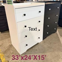 4-Drawer Dresser for Bedroom - White Wood Chest of Drawers Closet Storage Cabinet Organizer for Bedrbran