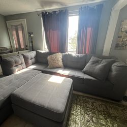 Two Piece Section Couch With Ottoman 