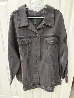 Wild Fable Women's Black Oversized Jean Jacket, 3X, Button Front Collared, NWT