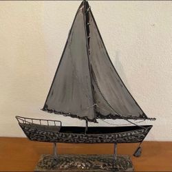 Metal Sailboat Tabletop Sculpture