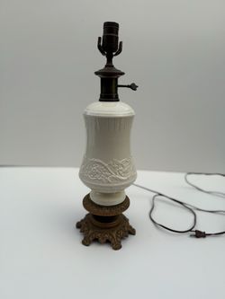 Mid-Century c. 1950-60s Paul Hanson White Opaline Lamp With Brass