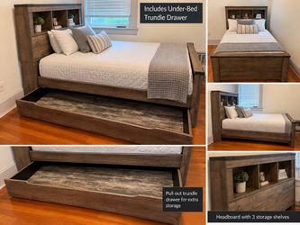 Ashley Furniture Twin Bookcase Bed + Mattress + Storage — $425 OBO