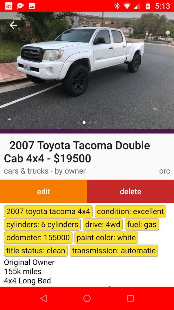 2007 Toyota Tacoma Quad Cab 4x4 For Sale In San Clemente Ca