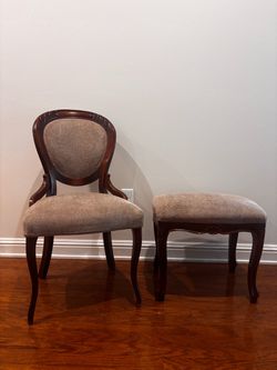 Victorian Style Chair and Ottoman Set