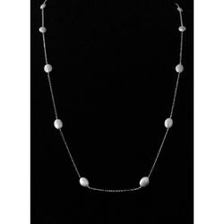 36" Sterling Silver 13 Station Oval Beads Opera Necklace, CHARLES GARNIER Peru