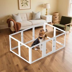Clear Acrylic Dog Playpen Indoor, Easy Assemble & Sturdy Transparent Pet Pen for Puppy, Cat, Bunny & Small Animals, Easy Cleaning Plastic Dog Fence(29