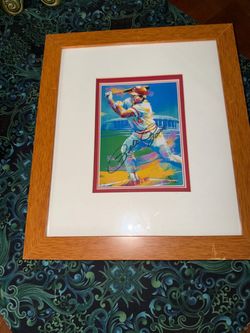 Pete Rose Signed Framed Baseball Art Print