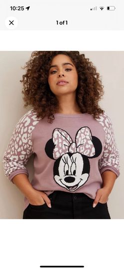 Disney Minnie Mouse Pullover Leopard Raglan Sweater Torrid Plus Size Womens 2X