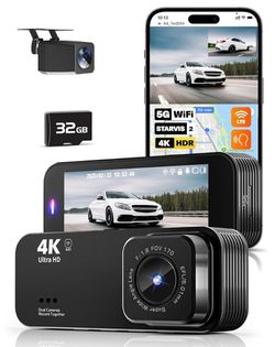 Brand New 4K+1080P Dual Dash Camera with SD Card
