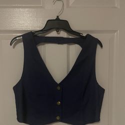 Brand New Denim Vest With Open Back Size M Juniors 