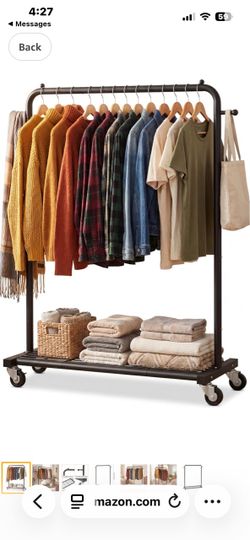 Metal Clothing Rack on Wheels with Mesh Shelf, for Clothes,Black …