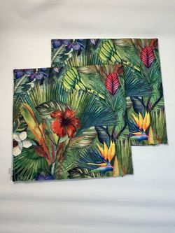 Tropical Floral Throw Pillow Covers Set of 2