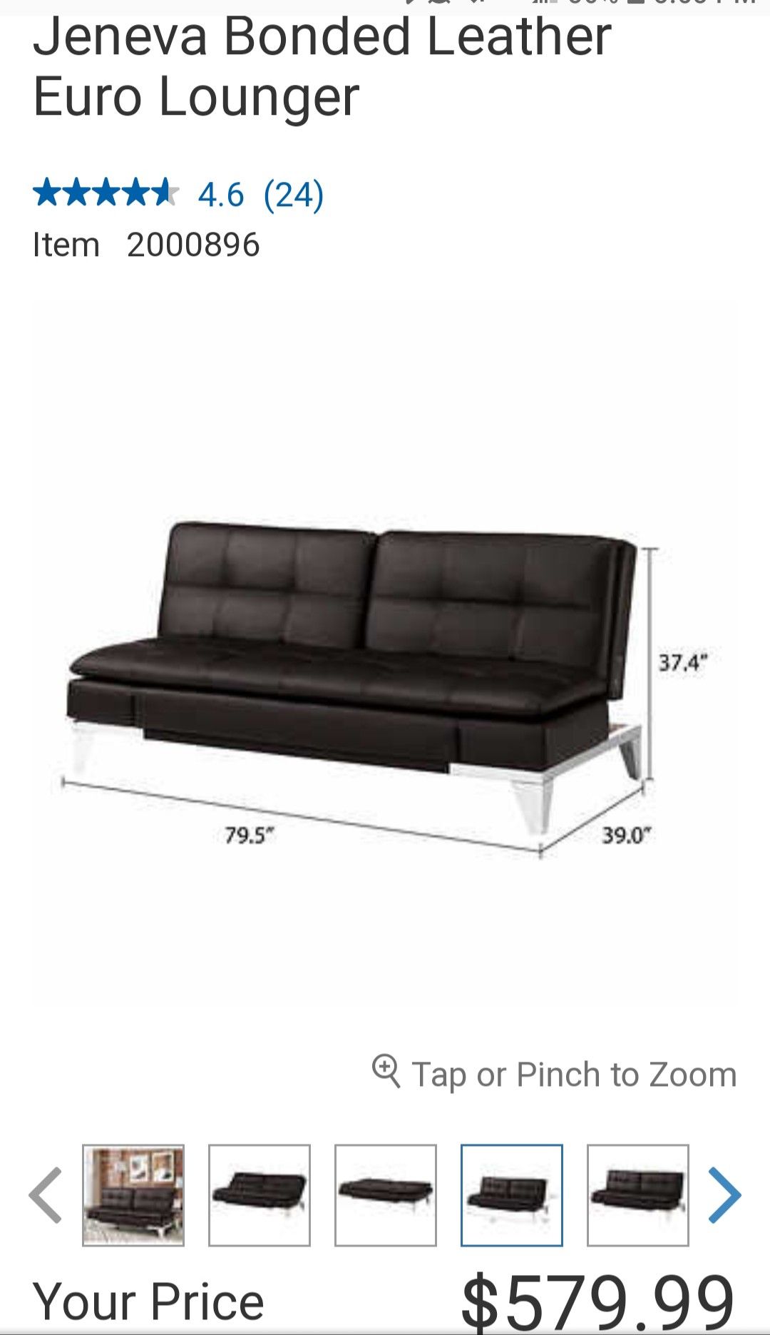Leather Euro Lounger Sofa Baci Living Room