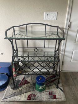 Metal Wine Rack with Glass Shelves