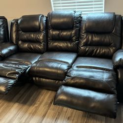 Brown leather 3pc reclining Sofa Sectional