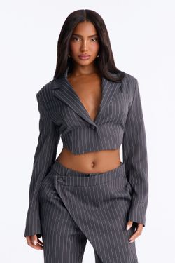 Fashion Nova Pinstripe Wrap Pant Set