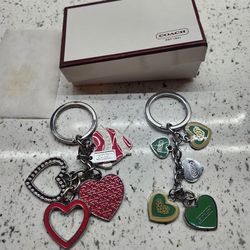 Coach  Multi Heart Bag Purse Charm Keychain Key Ring *Cute* Rare Lot