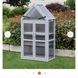 27.55 in. W x 16.14 in. D x 52.36 in. H Gray Mini Greenhouse Kit, Tiered Plant Stand for Outside, Indoor, Garden, Patio