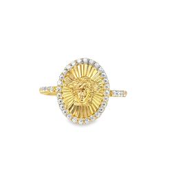 10k Yellow Gold Versace Round Cut Ring
