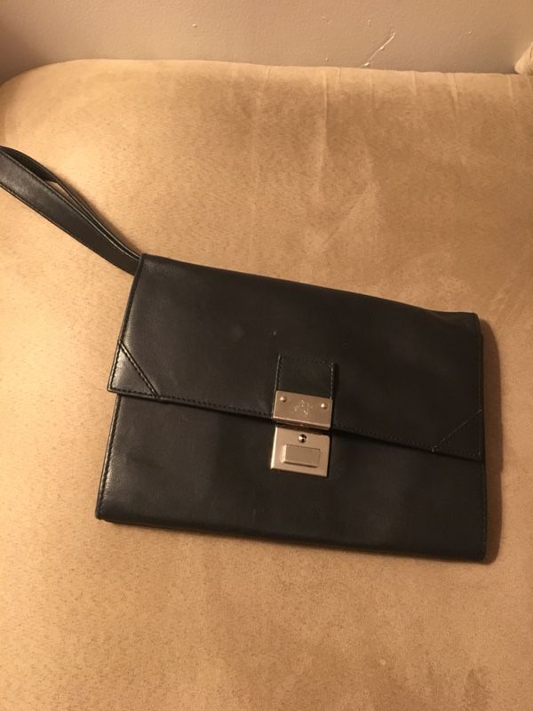Pegasus club black leather wristlet wallet