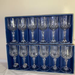 (2) Cristal d'Arques Longchamp 24% Lead Crystal Wine Glasses 6 1/4 oz in Box