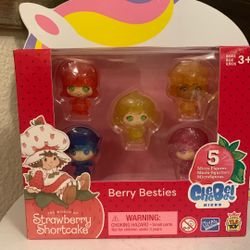 Strawberry Shortcake 1.5” Cheebee Figures Berry Blunch Glitter 5 Pack Collectors 