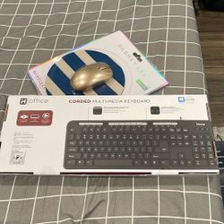 Home Office Corded Multi Keyboard And Mouse W Pad 