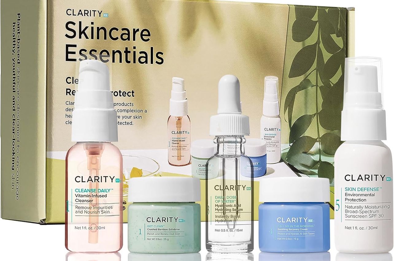 ClarityRx Skincare Essentials Kit | Cleanse, Renew & Protect | Plant-Based, Paraben Free, Natural
