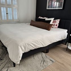 King Bed Frame + Mattress + Mattress Topper