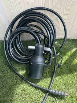 Pressure washer hose and air blower to dry cars
