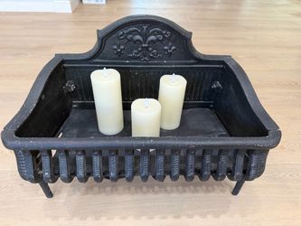 Cast Iron Fireplace Grate with Decorative Back Panel
