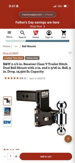 B&W 2-1/2 in. Receiver Class V Trailer Hitch - light rust