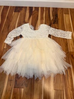 Girls Ivory Lace Tulle Toddler Dress