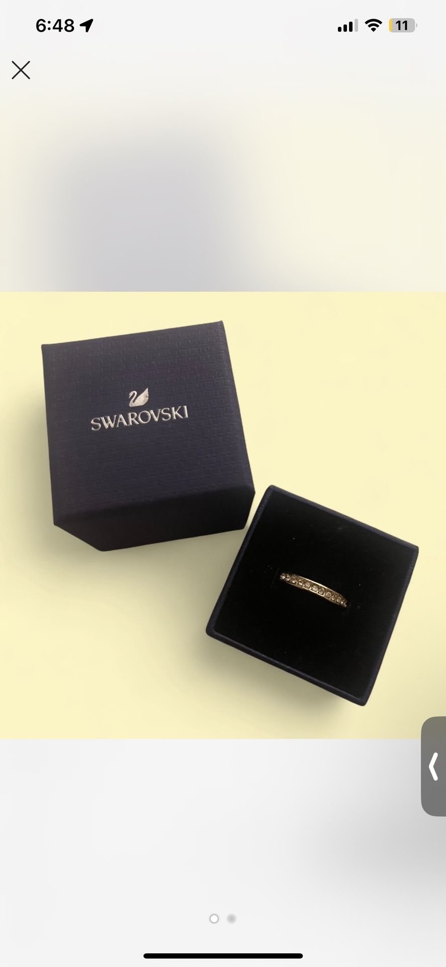 Swarovski Crystal Ring in Gold Size 7