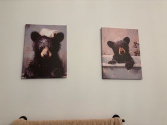 Bear Cub Canvas Wall Art Set of 2
